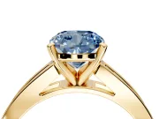 Solitaire Engagement Ring Setting for Fancy Blue Cushion Cut Center with Princess Cut Channel Band and Prong Head in Yellow Gold