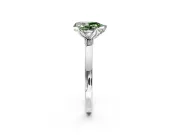 Solitaire Engagement Ring Setting for Fancy Green Pear-Shaped Center with Thin Rounded Plain Band and Prong Head in Sterling Silver