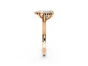 Single Halo Engagement Ring Setting for Heart-Shaped Center with Corner Claws, Plain Band and Prong Head in Rose Gold
