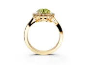 Starburst Halo Engagement Ring Setting for Fancy Yellow Round Cut Center with Flat Cathedral Band and Prong Head in Yellow Gold