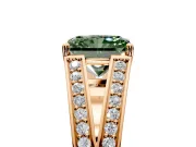 Split Shank Engagement Ring Setting for Fancy Green Radiant Cut Center with Pave Split Shank and Prong Head in Rose Gold