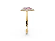 Halo Engagement Ring Setting for Fancy Pink Pear-Shaped Center with Plain Tapered Band and Prong Head in Yellow Gold