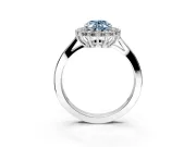 Starburst Halo Engagement Ring Setting for Fancy Blue Oval Center with Flat Cathedral Band and Prong Head in Platinum