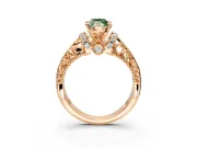 Solitaire Engagement Ring Setting for Fancy Green Marquise Center with Filigree Accent Basket and Prong Head in Rose Gold