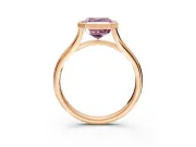 Solitaire Engagement Ring Setting for Fancy Pink Asscher Cut Center with V Split Shank and Bezel Head in Rose Gold