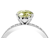 Milgrain Pave Engagement Ring Setting for Fancy Yellow Oval Center with Accent Band and Prong Head in Sterling Silver