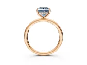 Hidden Halo Engagement Ring Setting for Fancy Blue Princess Cut Center with Thin Rounded Band and Prong Head in Rose Gold