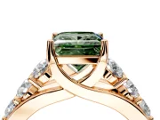Solitaire Engagement Ring Setting for Fancy Green Princess Cut Center with Graduated Shared Prongs and Prong Head in Rose Gold