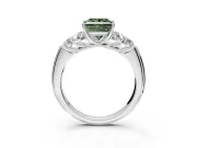 Cluster Engagement Ring Setting for Fancy Green Princess Cut Center with Round Cut Accent Frame and Prong Head in Platinum
