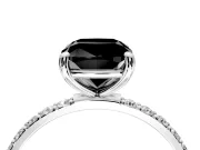 Solitaire Engagement Ring Setting for Fancy Black Cushion Cut Center with Pave Accents and Prong Head in Platinum