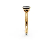 Solitaire Engagement Ring Setting for Fancy Black Princess Cut Center with Engraved Milgrain Band and Prong Head in Yellow Gold