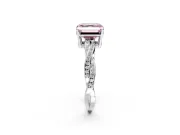 Solitaire Engagement Ring Setting for Fancy Pink Asscher Cut Center with Twisted Pave Band and Prong Head in Sterling Silver