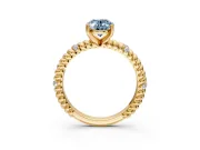 Rope Engagement Ring Setting for Fancy Blue Oval Center with Accent Shoulders and Prong Head in Yellow Gold