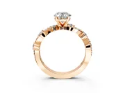Solitaire Engagement Ring Setting for Oval Center with Bar-Station Pave Twist and Prong Head in Rose Gold