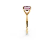 Minimalist Solitaire Engagement Ring Setting for Fancy Pink Asscher Cut Center with Thin Band and Prong Head in Yellow Gold