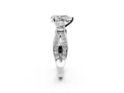 3 Stone Engagement Ring Setting for Pear-Shaped Center with Pave Twist Band and Prong Head in Sterling Silver
