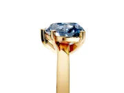 Solitaire Engagement Ring Setting for Fancy Blue Heart-Shaped Center with Basket Rail and Prong Head in Yellow Gold