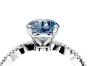 Solitaire Engagement Ring Setting for Fancy Blue Round Cut Center with Twist Band and Bead Prong Head in Sterling Silver