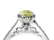 Solitaire Engagement Ring Setting for Fancy Yellow Pear-Shaped Center with Channel Band and Double Claw Prong Head in Sterling Silver