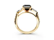 Channel-Set Engagement Ring Setting for Fancy Black Asscher Cut Center with Baguette Band and Prong Head in Yellow Gold