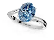 Solitaire Engagement Ring Setting for Fancy Blue Oval Center with Plain Bypass Twist Band and Prong Head in Sterling Silver