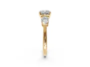 3 Stone Engagement Ring Setting for Cushion Cut Center with Large Pear-Shaped Accents and Prong Head in Yellow Gold