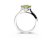 Floral Engagement Ring Setting for Fancy Yellow Round Cut Center with Pave Band and Floral Prong Head in White Gold