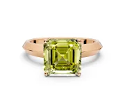 Solitaire Engagement Ring Setting for Fancy Yellow Asscher Cut Center with Wide Knife Ridge Band and Prong Head in Rose Gold