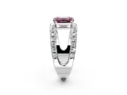 Solitaire Engagement Ring Setting for Fancy Pink Emerald Cut Center with Wide-Open Split Shank and Prong Head in Platinum