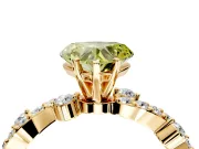 Solitaire Engagement Ring Setting for Fancy Yellow Heart-Shaped Center with Bar-Station Pave Twist and Prong Head in Yellow Gold