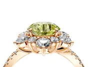 Floral Halo Engagement Ring Setting for Fancy Yellow Round Cut Center with Pave Accents and Prong Head in Rose Gold