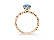 Solitaire Engagement Ring Setting for Fancy Blue Cushion Cut Center with Plain Twisted Rope Band and Prong Head in Rose Gold