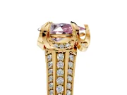 Solitaire Engagement Ring Setting for Fancy Pink Pear-Shaped Center with Accented Split Shank and Prong Head in Yellow Gold