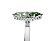 Hidden Halo Engagement Ring Setting for Fancy Green Marquise Center with Plain Band and Tall Prong Head in Platinum