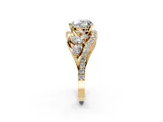 Halo Engagement Ring Setting for Heart-Shaped Center with Marquise and Pave Bypass Band and Prong Head in Yellow Gold