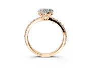 Solitaire Engagement Ring Setting for Heart-Shaped Center with Large Accent Band and Prong Head in Rose Gold