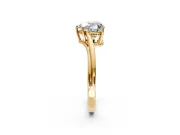 Solitaire Engagement Ring Setting for Heart-Shaped Center with Plain Bypass Twist Band and Prong Head in Yellow Gold