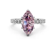 Solitaire Engagement Ring Setting for Fancy Pink Marquise Center with Fine Pave Band and Claw Prong Head in Platinum
