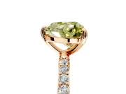 Solitaire Engagement Ring Setting for Fancy Yellow Heart-Shaped Center with Pave Accents and Prong Head in Rose Gold