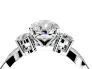 3 Stone Engagement Ring Setting for Pear-Shaped Center with Pave Twist Band and Prong Head in Sterling Silver