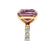 Solitaire Engagement Ring Setting for Fancy Pink Asscher Cut Center with Pave Accents and Prong Head in Yellow Gold