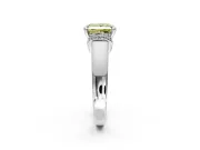 Solitaire Engagement Ring Setting for Fancy Yellow Princess Cut Center with Wide Band, Pave Collar and Prong Head in White Gold