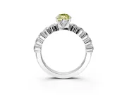 Shared-Prong Engagement Ring Setting for Fancy Yellow Marquise Center with Graduated Accents and Prong Head in Platinum