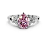 Solitaire Engagement Ring Setting for Fancy Pink Pear-Shaped Center with Marquise Flower Shoulders and Prong Head in Platinum