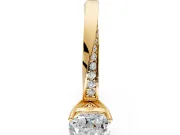 Side Accent Engagement Ring Setting for Cushion Cut Center with Accent Shoulders and Prong Head in Yellow Gold