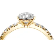 Solitaire Engagement Ring Setting for Pear-Shaped Center with Large Accent Band and Prong Head in Yellow Gold
