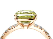 Solitaire Engagement Ring Setting for Fancy Yellow Asscher Cut Center with Large Accent Band and Prong Head in Rose Gold