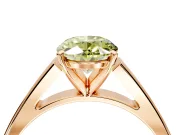 Solitaire Engagement Ring Setting for Fancy Yellow Oval Center with Tapered Split Shoulders and Prong Head in Rose Gold