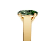 Solitaire Engagement Ring Setting for Fancy Green Oval Center with Tapered Split Shoulders and Prong Head in Yellow Gold