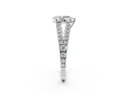 Solitaire Engagement Ring Setting for Pear-Shaped Center with Pave Split Shank and Prong Head in Platinum